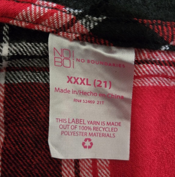 No Boundaries Hooded Plaid Flannel Button Down Shirt Size XXXL (21) Juniors - Picture 11 of 12